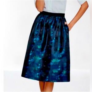 J.Crew Holiday Plaid Floral Jacquard A-line Skirt SZ 12